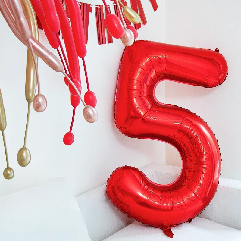 Decoraciones con globos rojos y dorados para el primer cumpleaños, fondo temático de fuegos artificiales, accesorios para fotos, decoración de ambiente._voghion.com