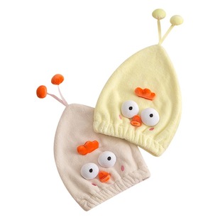 Net red explosions cartoon adorable chicken coral fleece dry hair cap absorbent speed dual-use dry hair towel female thick Princess cap wholesale