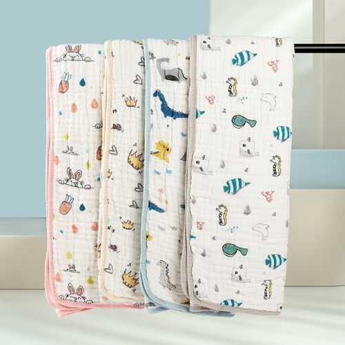Baby washed gauze bath towel 6-layer pure cotton baby bath towel newborn cover blanket autumn and winter 90x90cm