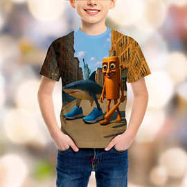 TungTungTung Sahur Bombardiro鳄鱼梗儿童服装夏季幼儿男孩t恤时