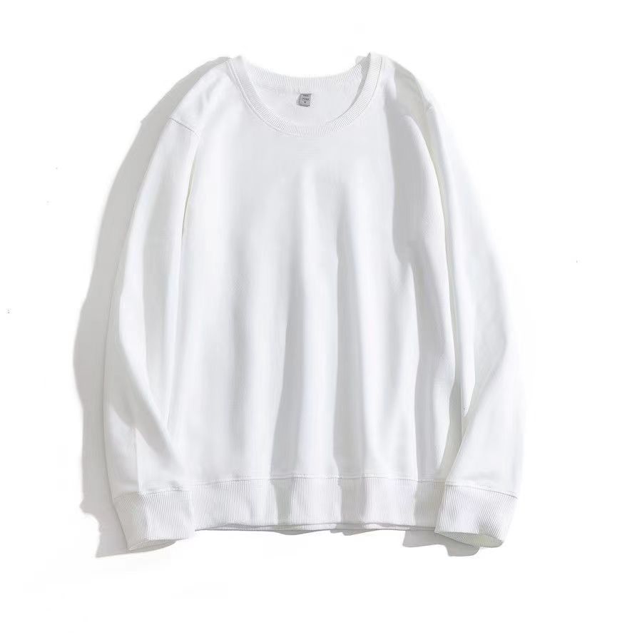 Heavy Long Sleeve Sweatshirt - Men's Solid Color Crew Neck Casual Top - Detail 12