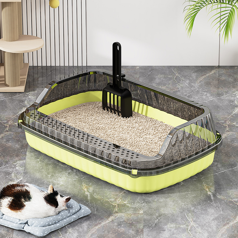 猫砂盆家用开放半封闭式防溅防猫砂带出加厚超大号猫厕所猫咪便盆|undefined