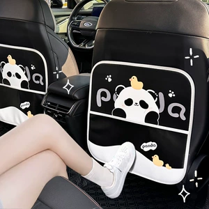 Sevimli Panda Avtomobil Oturacağının Arxası Təpik Əleyhinə Yastıq, Çoxfunksiyalı Saxlama Çantası