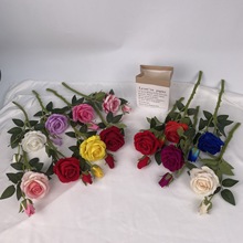 仿真玫瑰花假花单支客厅装饰摆件插瓶花手感保湿婚庆摄影道具花