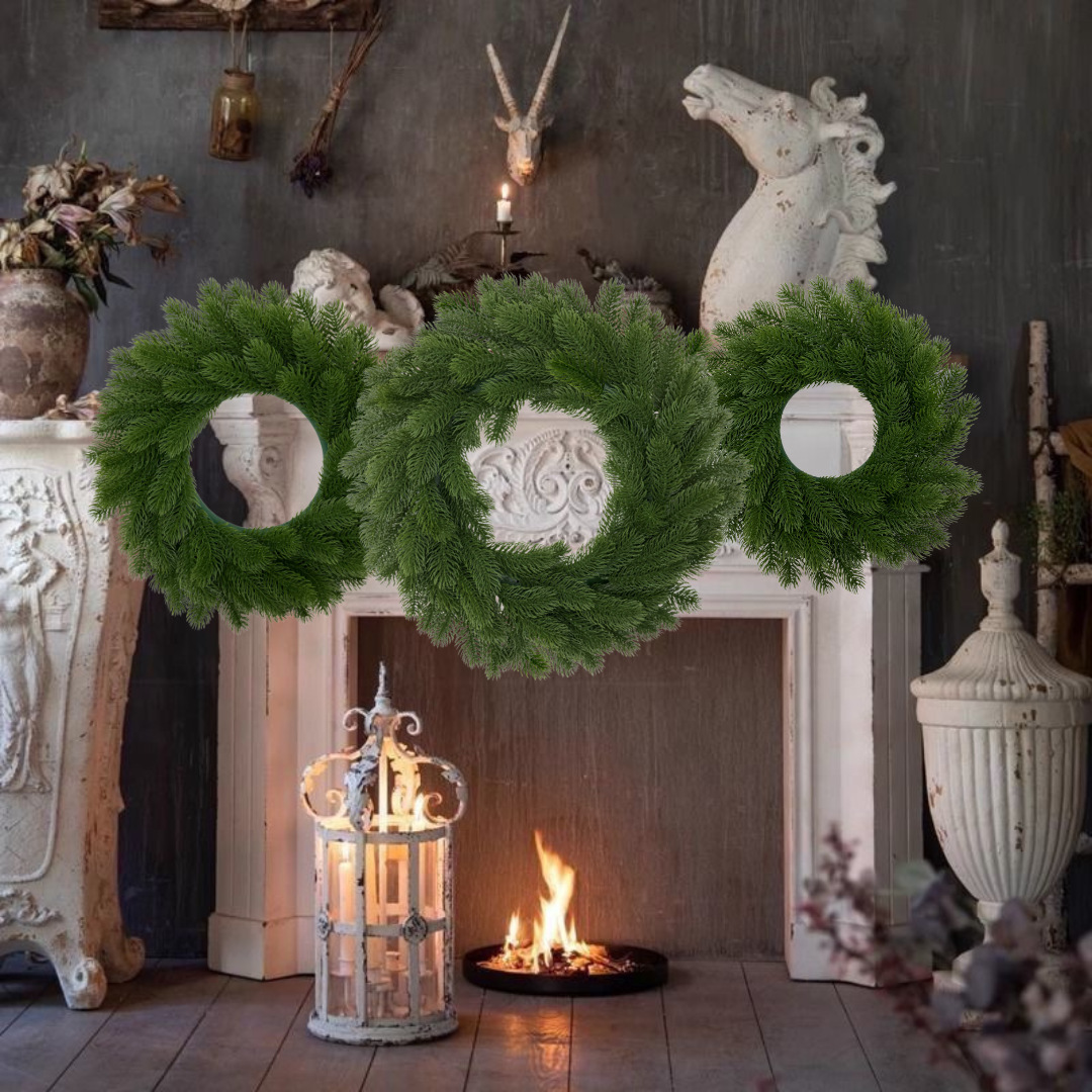 Navidad transfronteriza grasa anillo de pino Knox pin festival simulación guirlanda de flores navideñas decoración navideña puertas colgantes navideñas nuevo
