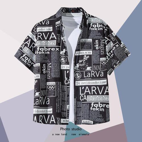 Summer Beach Floral Print Men's and Women's Thin Casual Shirts Ins Trend Hawaiian Harbor Style Loose Tie-Dye Short Sleeve Couple's Shirts