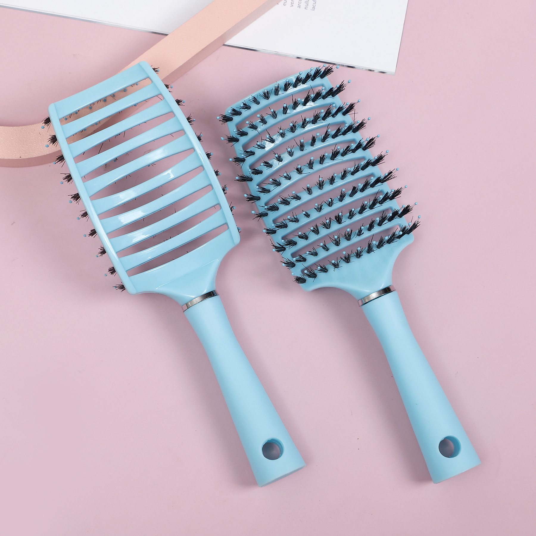 Peine curvo grande para mujer, peine de peluquería de dientes largos y anchos, peine de peinado de pelo rizado esponjoso, peine de masaje de costillas curvas de melena antiestática