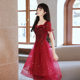 Pregnant Women Toasting Clothing Bride 2021 New Wine Red Wedding Dress Engagement Dress Wedding Casualty Small Evening Dress for Women