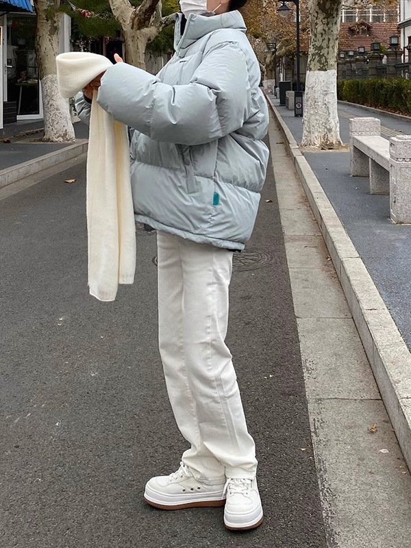 白色窄版牛仔裤女春季新款大码胖mm高腰弹力显瘦直筒推推烟管裤子|undefined