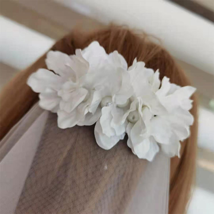 春系列 花朵唯美新娘婚纱头纱浪漫仙美法式复古造型头饰写真拍照