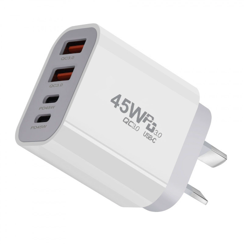 Новый 45W GaN PD-зарядное устройство с двойным PD и двойной USB, мини 4-портовое зарядное устройство 45W, прямое зарядное Australian PD