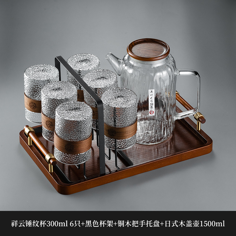 Nuevo chino patrón vertical taza de vidrio hogar de alta temperatura resistente taza de té hervidor de agua traje taza de beber anti-escaldado sala de estar hospitalidad