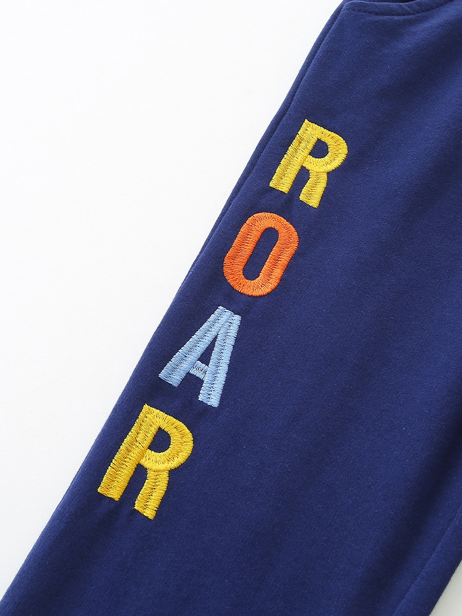 Estilo europeo y americano pantalones deportivos para niños otoño nuevos pantalones infantiles de algodón de punto bordado parche de pantalones casuales para niños image 4