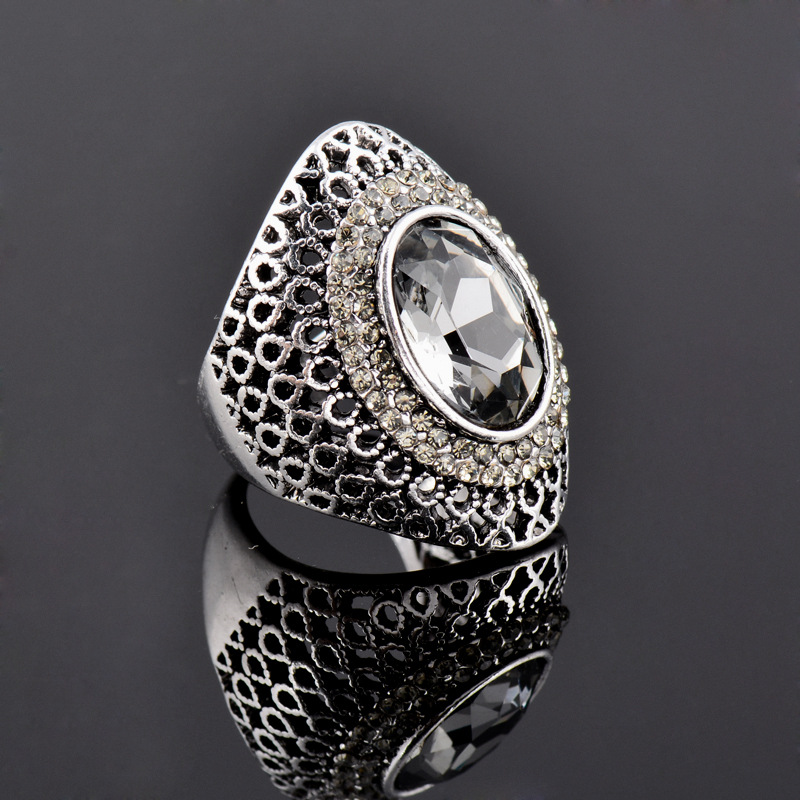 1 Piece Retro Grid Alloy Plating Inlay Zircon Womenu0027S Rings