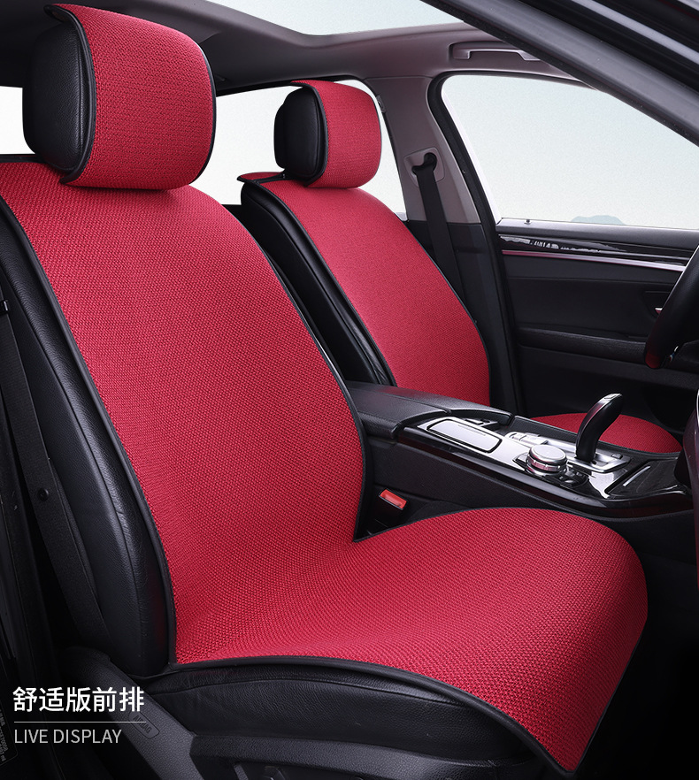 Car Seat Cushion, Universal for All Seasons, Car-Specific Cotton and Linen Thickeneded, Tie-Free Fabric Linen Single-Piece Car Seat Cushion and Chair Cover