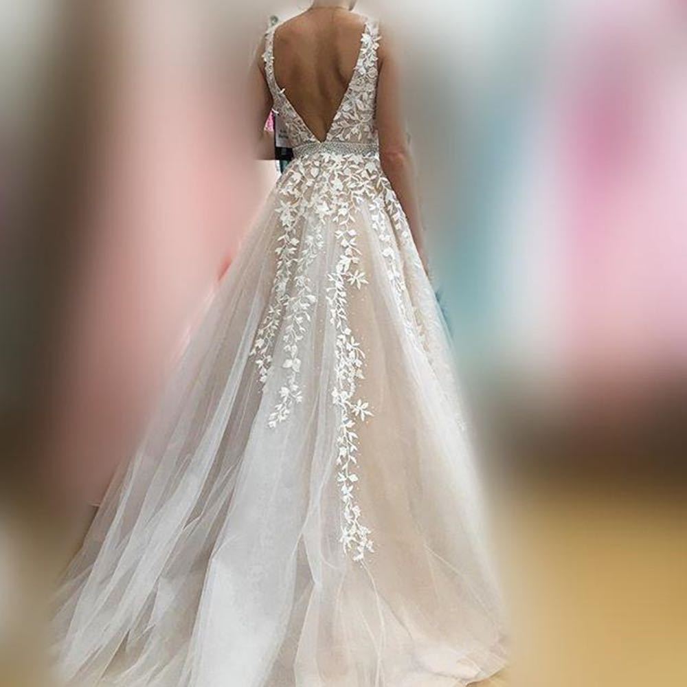Wedding Dresses Floor Length Sleeveless Bridal DressDe Noiva