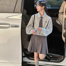 女童学院风连衣裙春装2026新款大童装儿童春秋衬衫百褶裙套装裙子