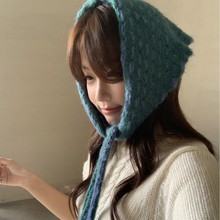 韩系ins风简约秋冬条纹三角巾多用小围巾披肩护耳撞色头巾女保暖