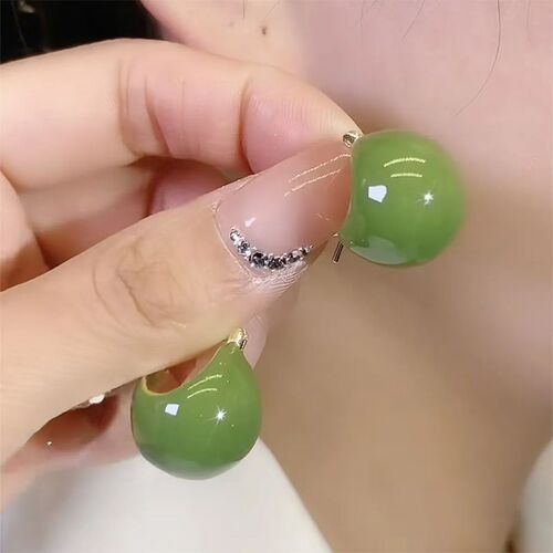 Avocado green small basket earring hooks trendy light luxury niche design earrings fresh and fashionable high-end ear accessories