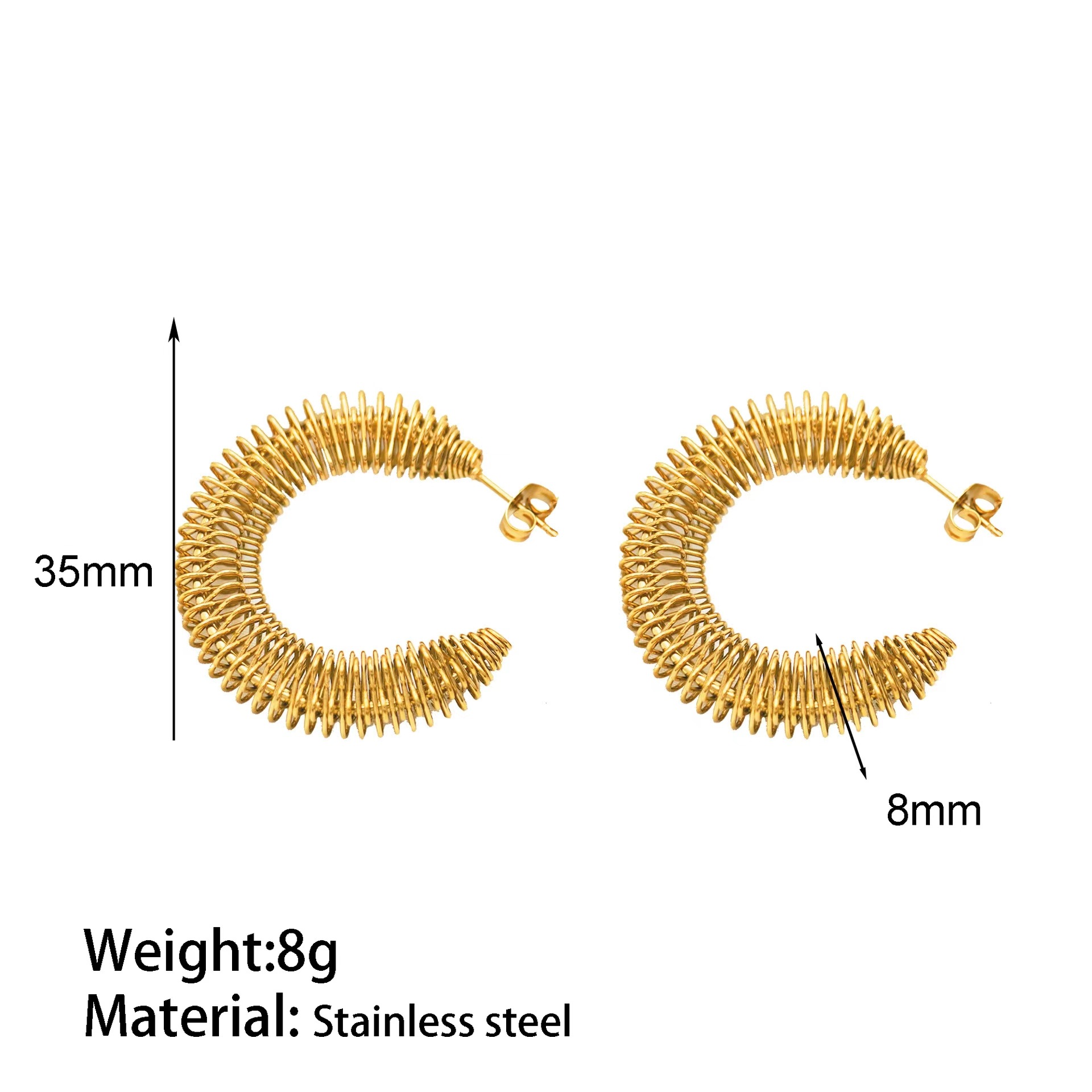 12g Weight Titanium Steel Ear Needle Material 18K Gold Plated Plating Material Ear Studs Classification 1 Pair Quantity Holiday, Daily Occasion Titanium Steel Material C Shape Pattern Women's Gender Exaggerated, Simple Style Style 1 Pair Exaggerated Simple Style C Shape Titanium Steel 18K Gold Plated Ear Studs 1