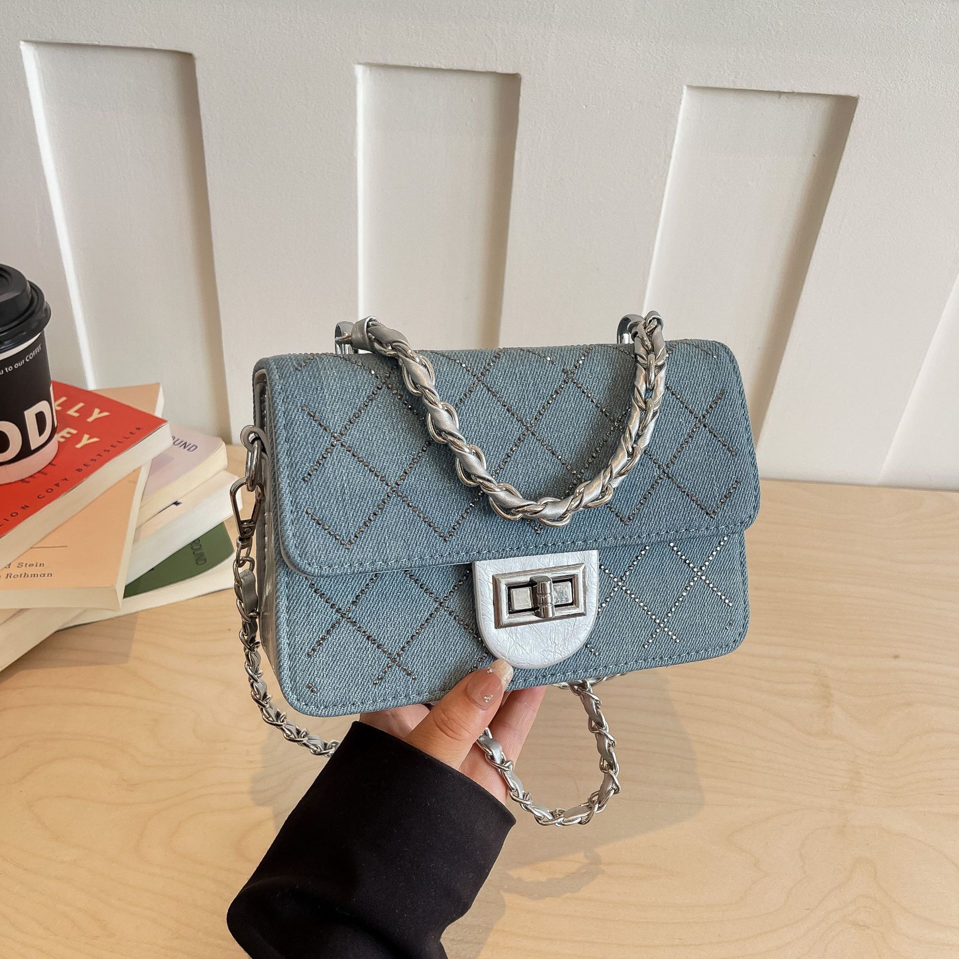 Bolso de cadena de diamantes transfronterizos, bolso de estilo coreano, bolso de hombro diario, bolso de estilo de moda, bolso de mochila.