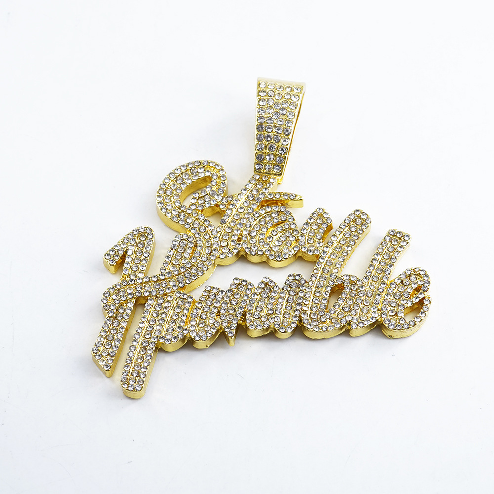 Letras exageradas de hip-hop europeas y americanas Stay Humble colgante estilo rap callejero personalidad completa joyería de diamantes collar masculino image 6