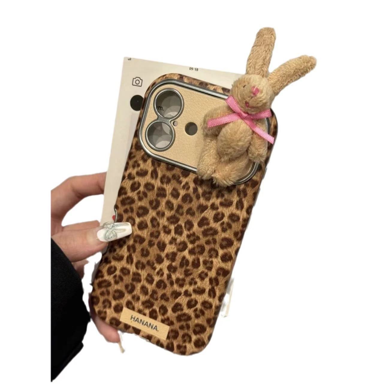 Coffee Color Silica Gel Rabbit Leopard Cute Phone Cases Phone Accessories
