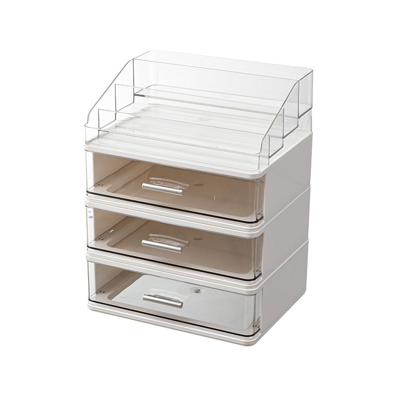 Caja de almacenamiento de cosméticos de escritorio de red, cajón de tocador a prueba de polvo, protección de la piel, lápiz labial, sombra de ojos, estante de gran capacidad