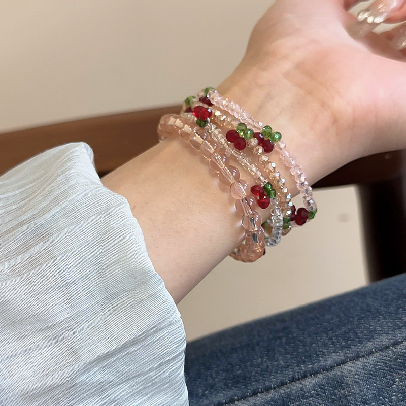 Cute Sweet Cherry Artificial Crystal Seed Bead Beaded Chain Beaded Bracelets Wholesale display picture 14