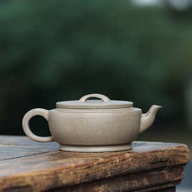 宜兴原矿紫砂壶家用泡茶壶青灰段泥大口汉瓦壶办公室客厅茶室茶具
