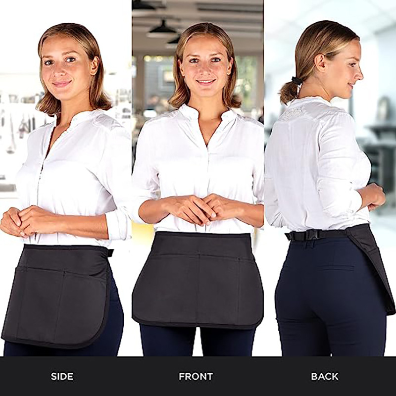 Delantal de tela Oxford transfronteriza impermeable Bistro camarero restaurante camarera ropa de trabajo medio delantal al por mayor