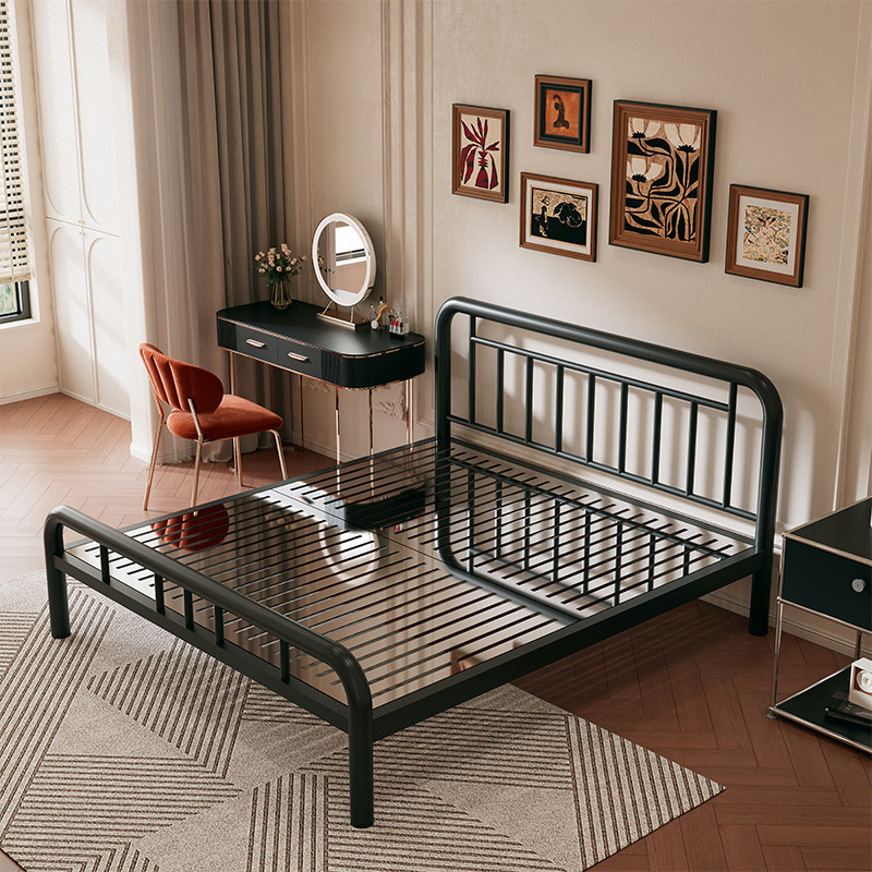 304 stainless steel bed frame black + breathable bed board