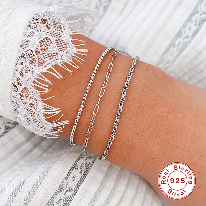 Plating Design 925 Sterling Silver Bracelets Vintage Style