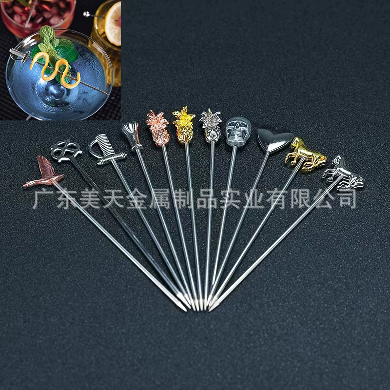 304 из нержавеющей стали фруктовая игла салатная подпись коктейль бар барменский декоративный знак фруктовая вилка фруктовая палка