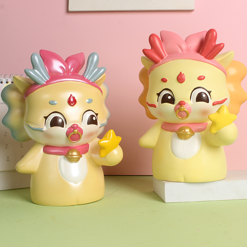 Nuevo dragón año Piggy Bank decoración de escritorio resistente a la caída lindo dragón de dibujos animados pequeño tesoro alcancía niños regalo personalización