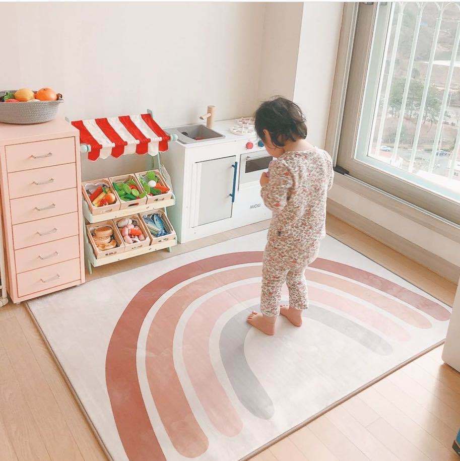 Ins Scandinavian Kidsren's Room Rainbow Carpet Crawling Blanket Baby Game Crawling Slide Bedroom Room Floor Mat Non-Slip