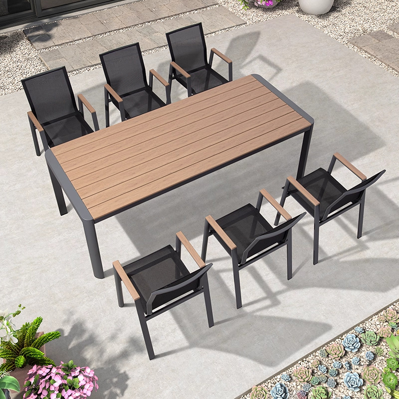 Mesa y silla al aire libre de ocio terraza al aire libre de tres piezas sillas combinadas patio terraza jardín patio telescópico