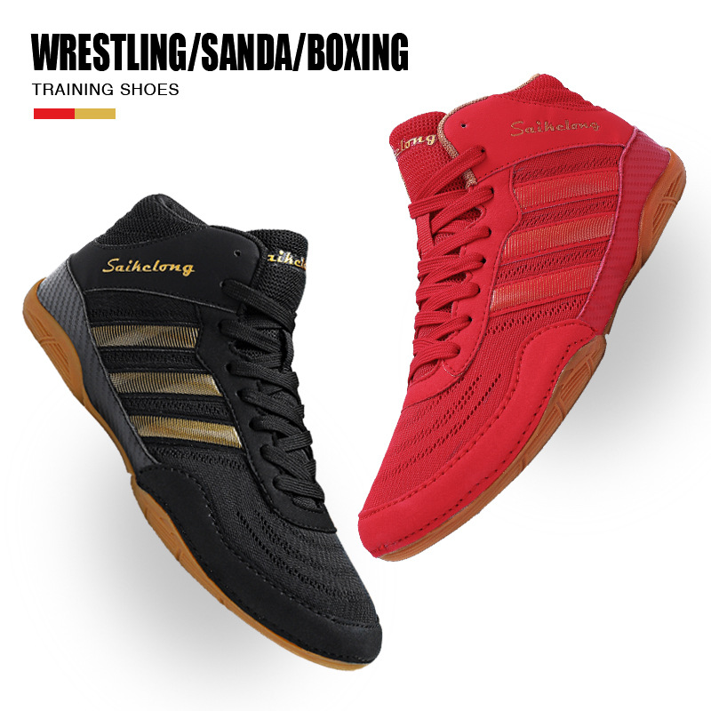 Wrestling Shoes Male and Female Youth Fighting Training Shoes Professional Wushu Sanda Special Shoes Medium Free Fight Shoes