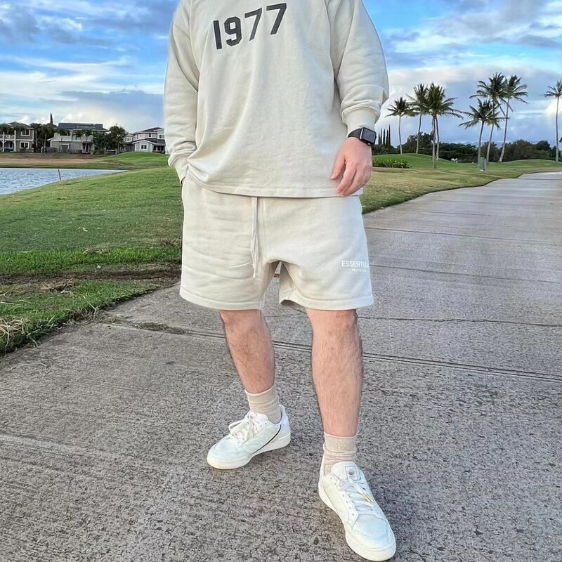 Fog Multi-Line Essentials Hhh Flocked Printed Shorts High Street Loose Versatile Casual Pants for Men