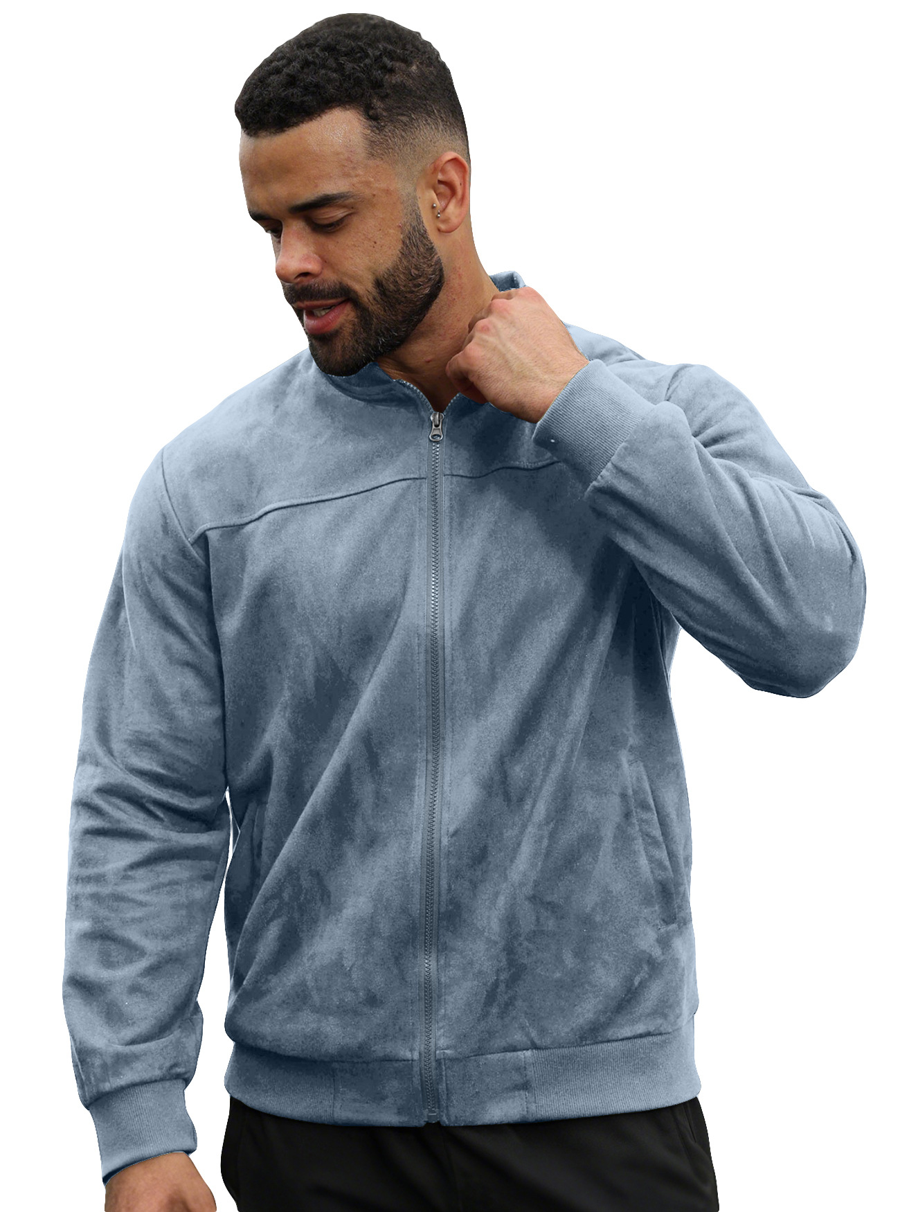 Chaqueta de Gamuza con Cierre para Hombre de Gamuza Sintética para Ocasiones Casuales image 11