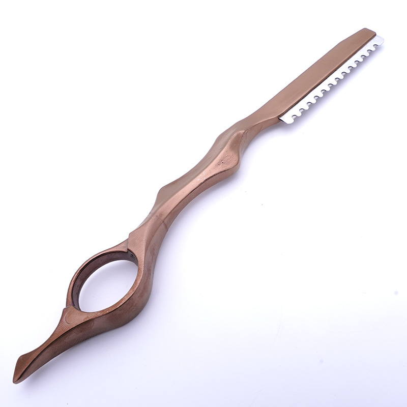 Fábrica directa peluquería metal peluquero pelo corte cuchillo fino pelo roto fino cuchillo con cuchilla dentada mano raspador