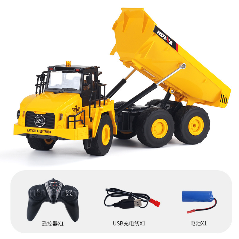 Vehículo de ingeniería de aleación de control remoto Huina excavadora camión de volcado bulldozer camión mezclador de cemento coche de juguetes eléctricos para niños
