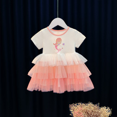 Baby Girl Summer Dress 2024 New Fashion Floral Princess Dress for Girls Children's Cake Dress