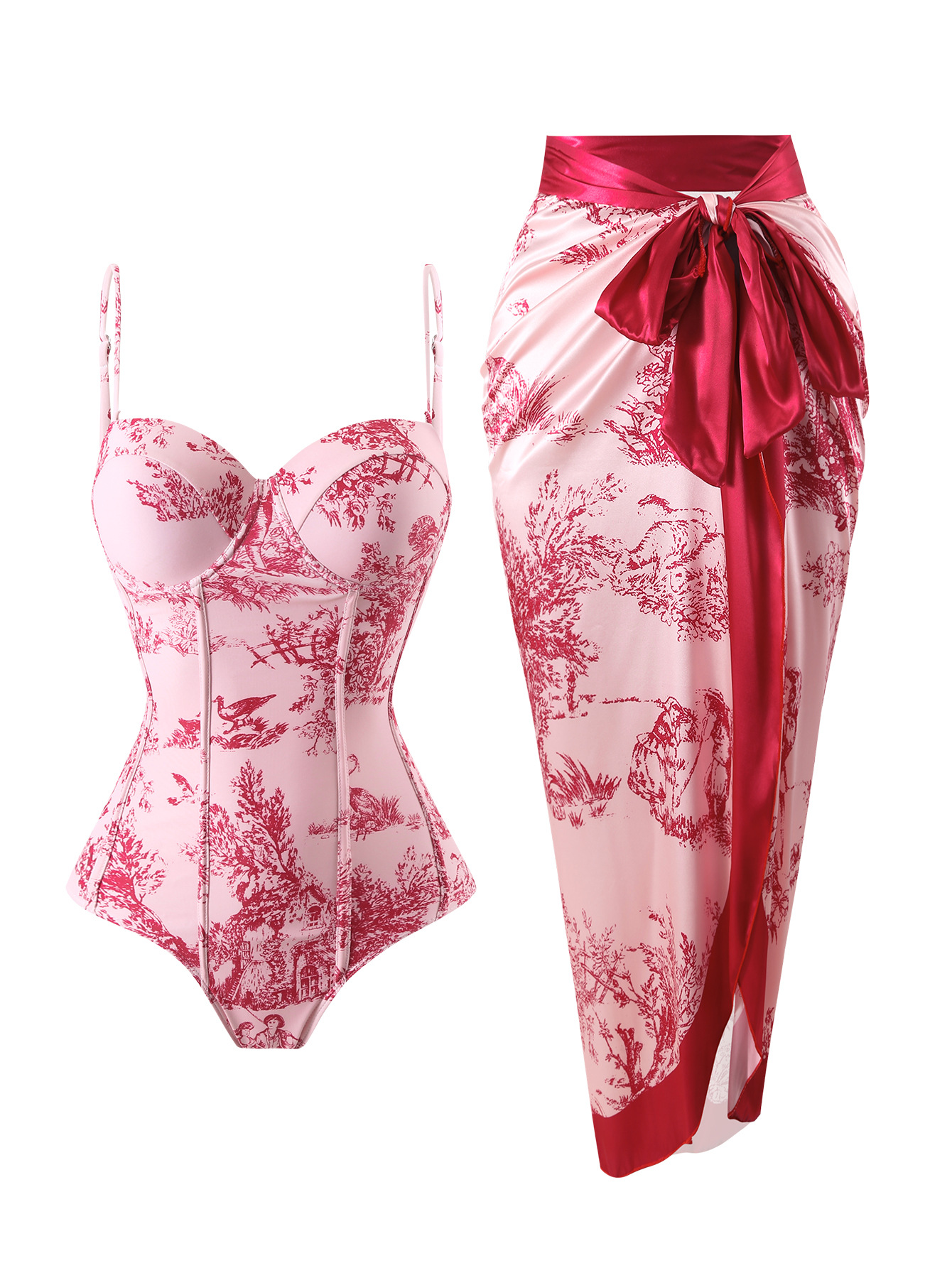 GraceChic 2024 European And American One-Piece Sexy Tight-Fitting Export Cross-Border Swimsuit High-End Beach Set_voghion.com