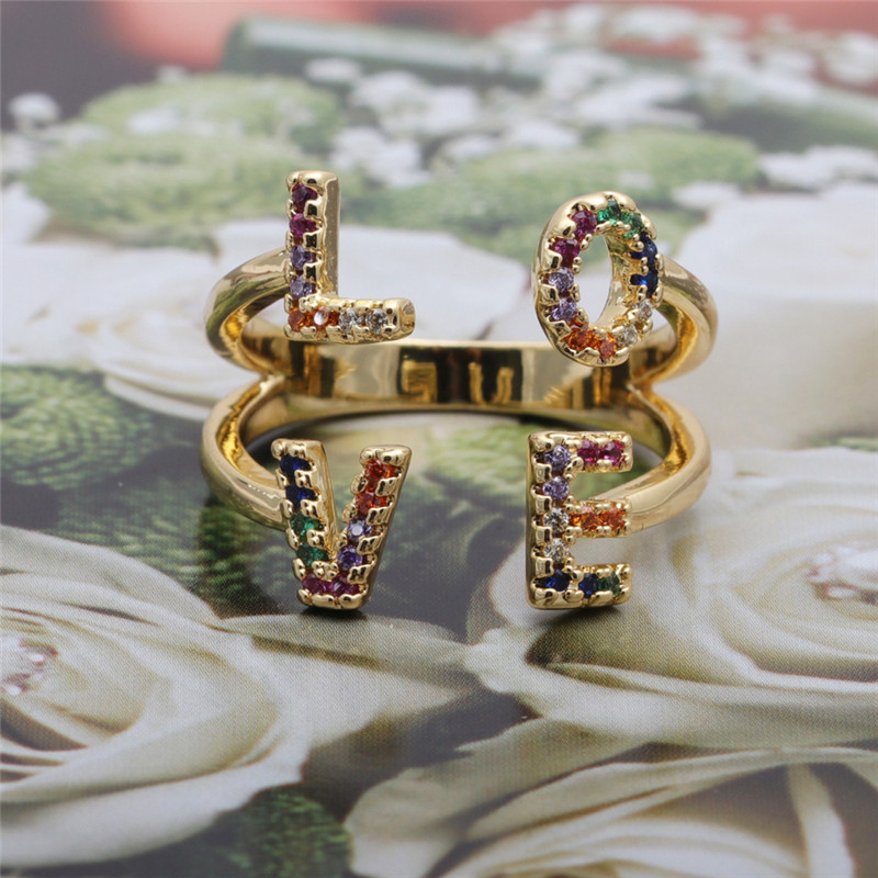 Retro Letter Mom Love Opening Adjustable Ring display picture 2