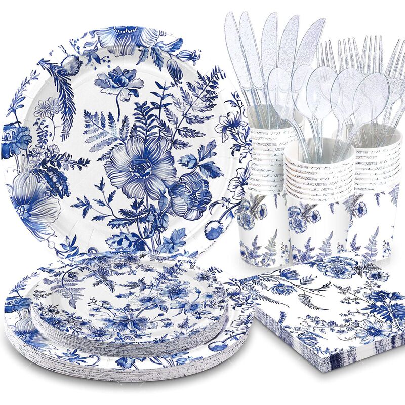 in stock Blue and White Porcelain Party Birthday Tableware suit Disposable Paper Plate Paper Towel Paper Cup Decorations Dinner Plate suit in stock Blue and White Porcelain Party Birthday Tableware suit Disposable Paper Plate Paper Towel Paper Cup Decorations Dinner Plate suit