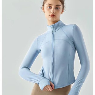 Lulu Spring & Fall High Collar Quick-Drying Nude Yoga Wear Stand Collar Slim Fit Non-Slip Fleece-Lined Fitness Sports Outwear for Women