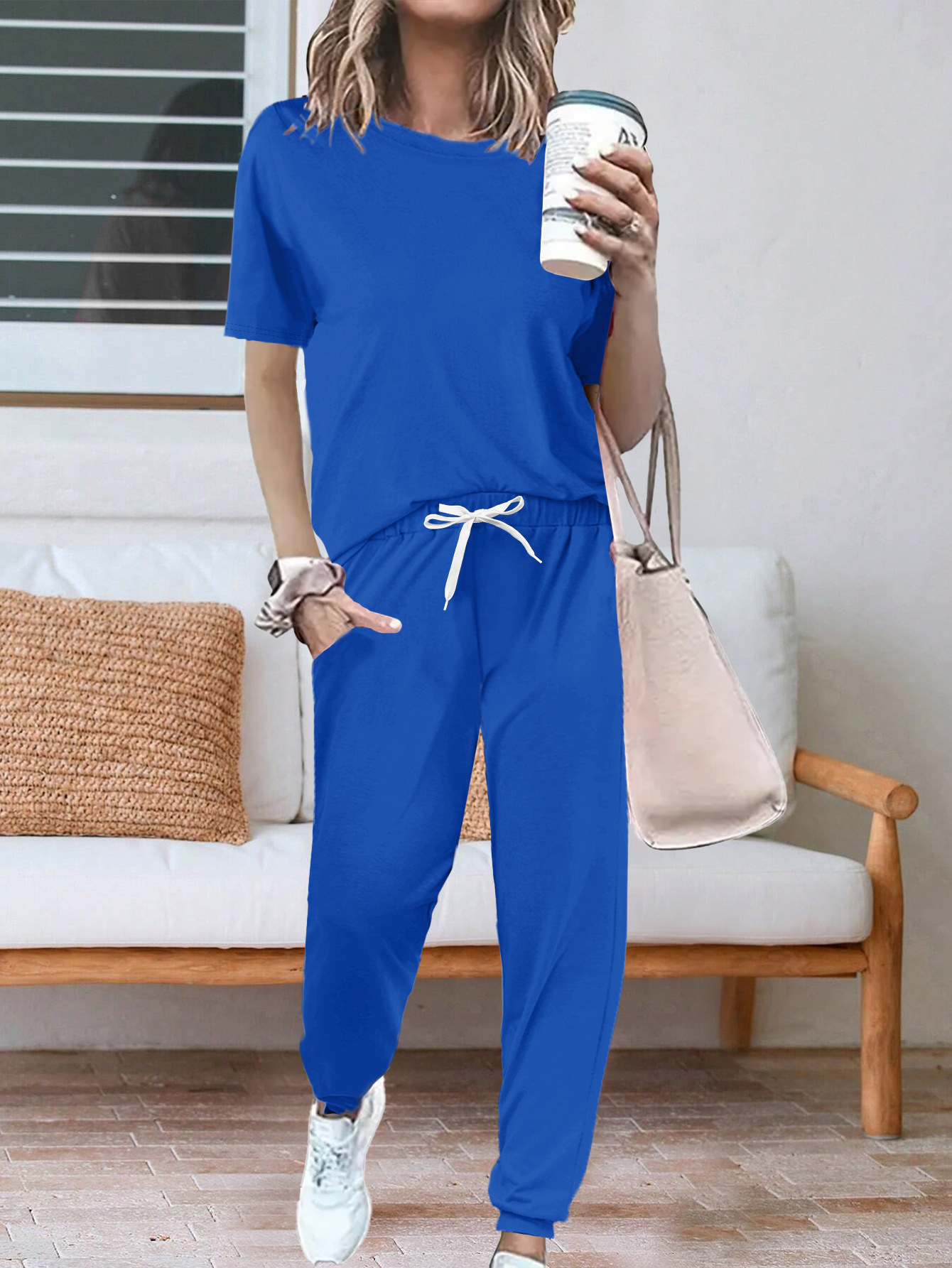 Completo donna due pezzi t-shirt a maniche corte e pantaloni_voghion.com