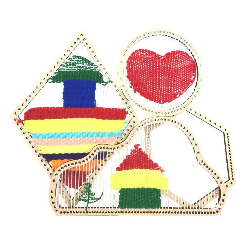 Kindergarten niños hechos a mano material de producción bricolaje área del paquete creativo tejido máquina de tejer tapiz educativo Decoración