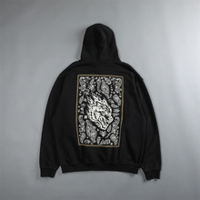 DARC秋冬新款欧美街头风嘻哈滑板腰果花印花情侣宽松男士连帽卫衣